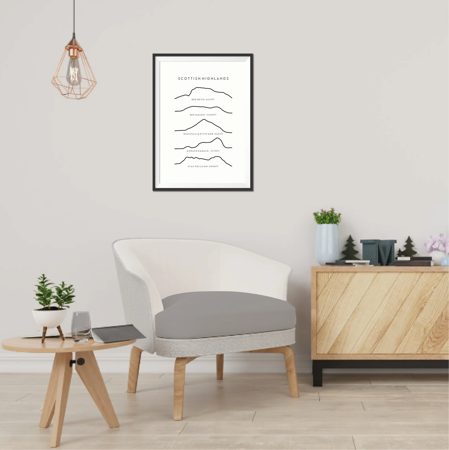 Scottish Highlands Line Art Print