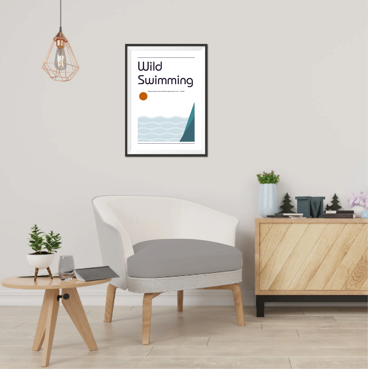 Wild Swimming Retro Bauhaus Print
