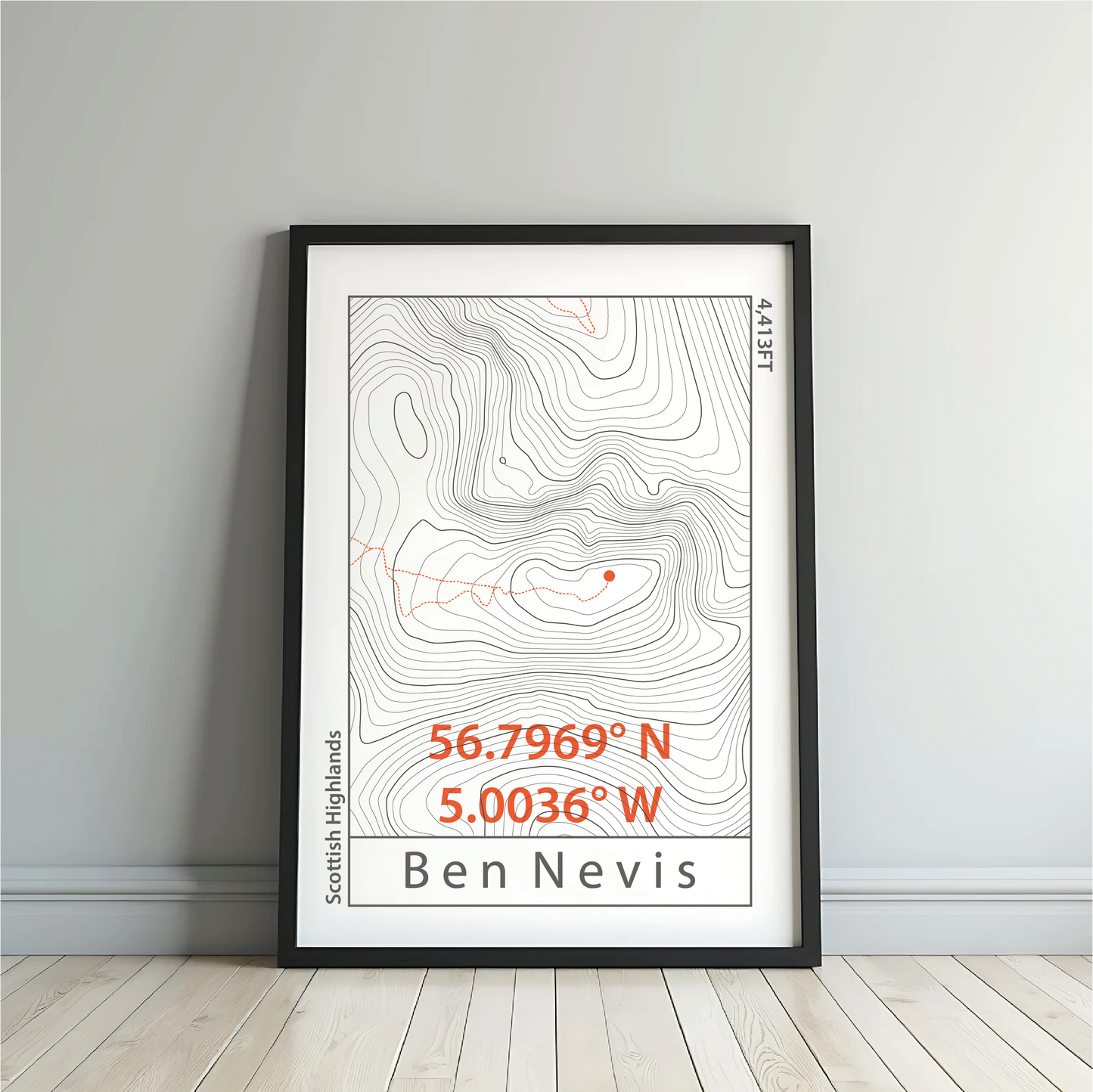 Ben Nevis Topographic Contour Map Print