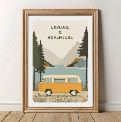 Explore & Adventure Camper Van Print