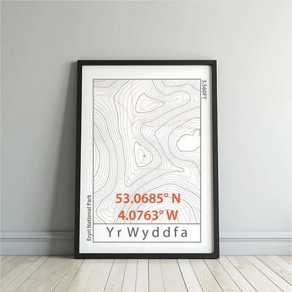 Yr Wyddfa (Snowdon) Topographic Contour Map Print