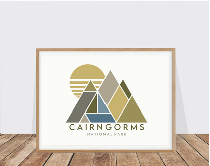 Cairngorms National Park Geometric Mountain Print