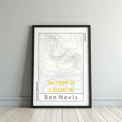 Ben Nevis Topographic Contour Map Print