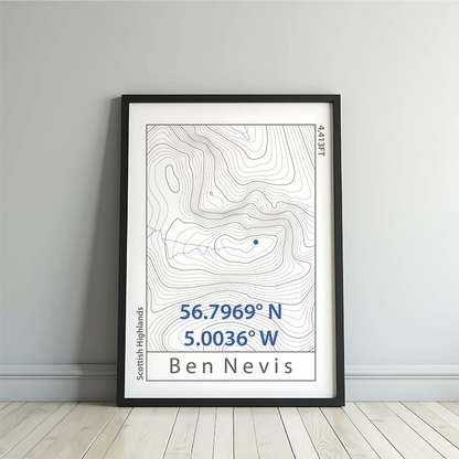 Ben Nevis Topographic Contour Map Print