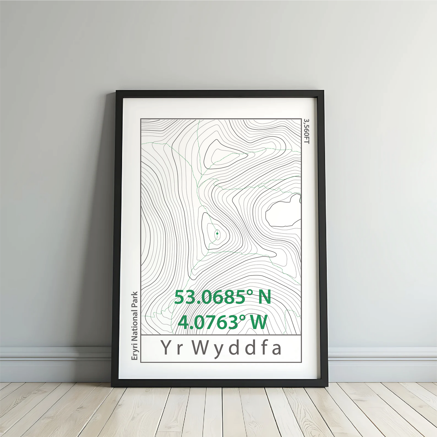 Yr Wyddfa (Snowdon) Topographic Contour Map Print