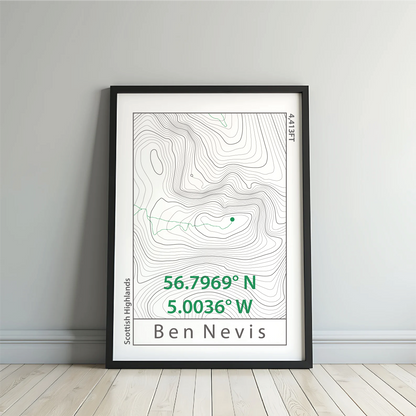 Ben Nevis Topographic Contour Map Print