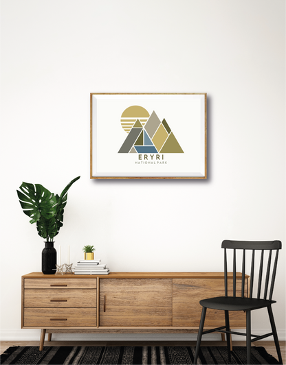 Eryri National Park Geometric Mountain Print