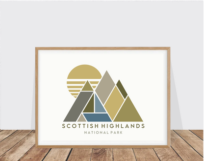 Scottish Highlands National Park Geometric Mountain Print