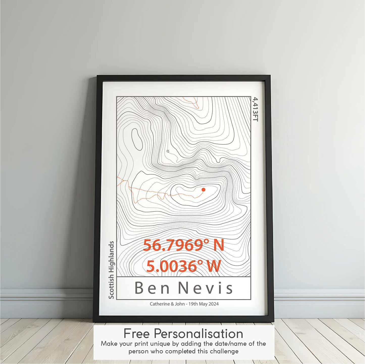 Ben Nevis Topographic Contour Map Print