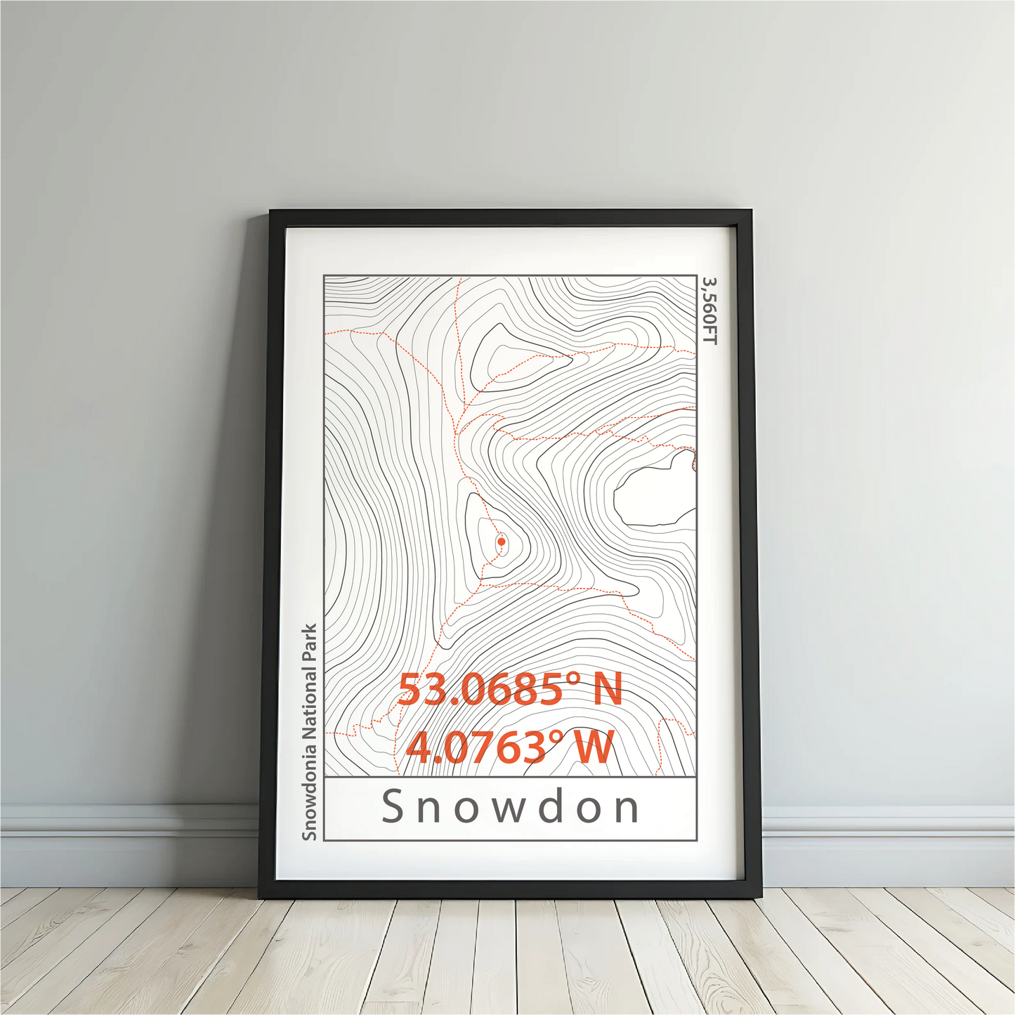 Yr Wyddfa (Snowdon) Topographic Contour Map Print