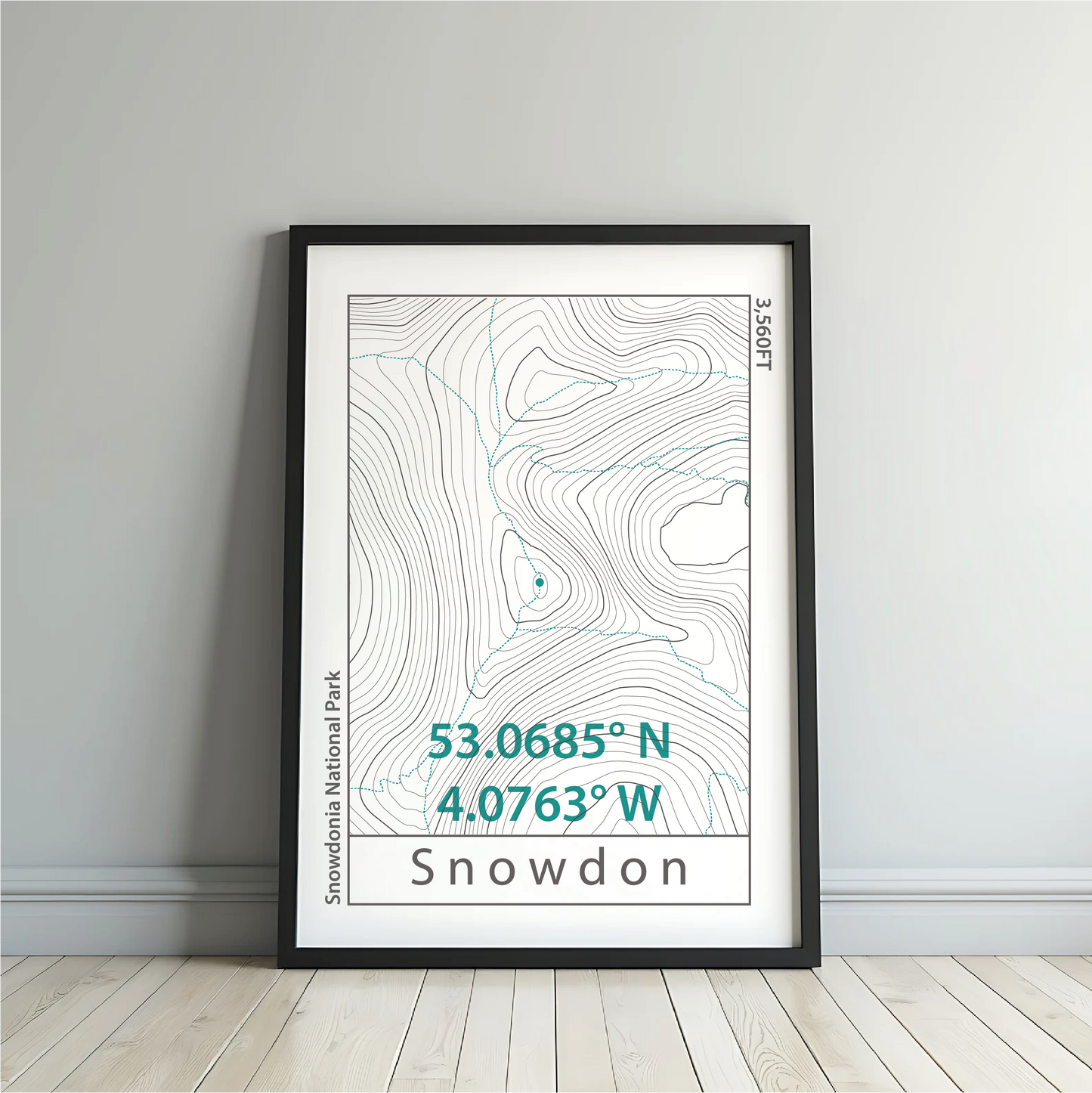 Yr Wyddfa (Snowdon) Topographic Contour Map Print