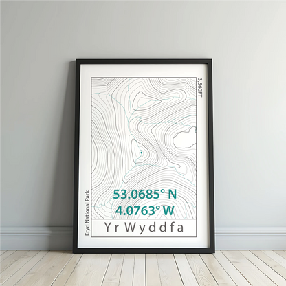Yr Wyddfa (Snowdon) Topographic Contour Map Print