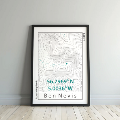 Ben Nevis Topographic Contour Map Print