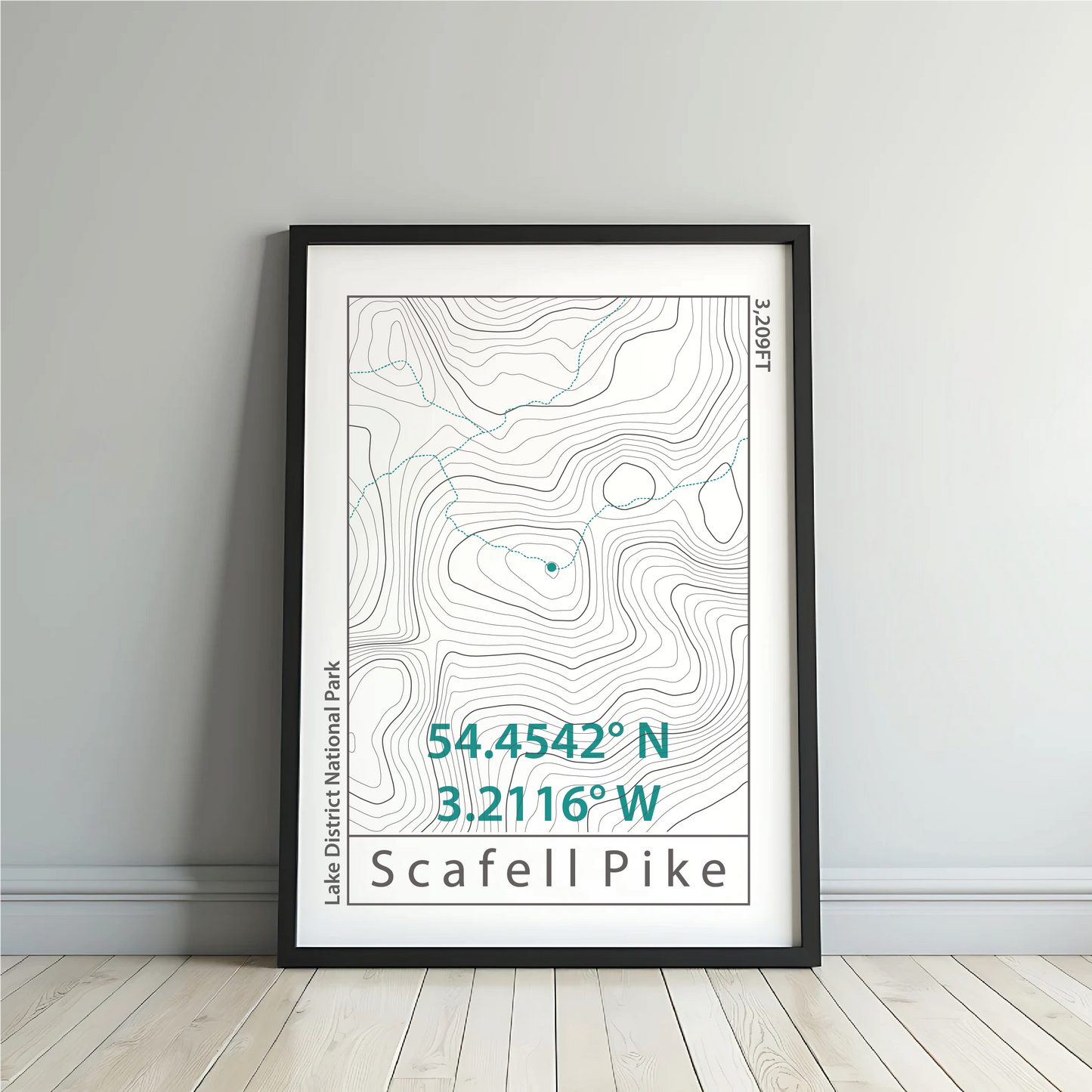 Scafell Pike Topographic Contour Map Print