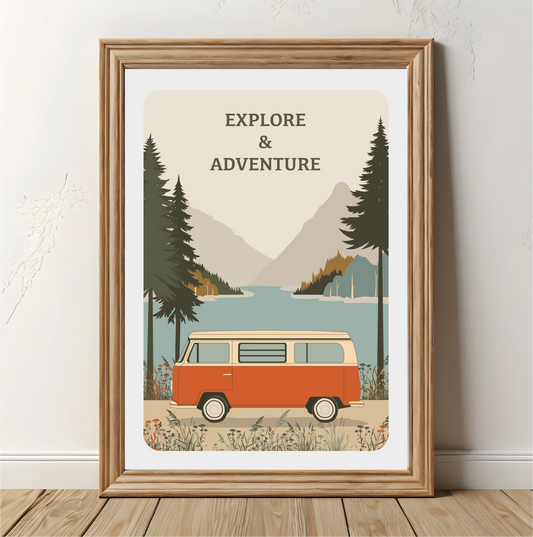 Explore & Adventure Camper Van Print