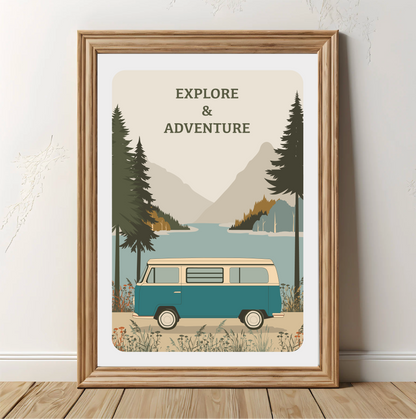 Explore & Adventure Camper Van Print