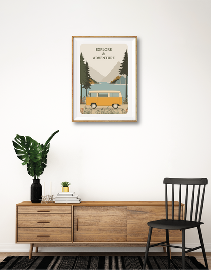 Explore & Adventure Camper Van Print
