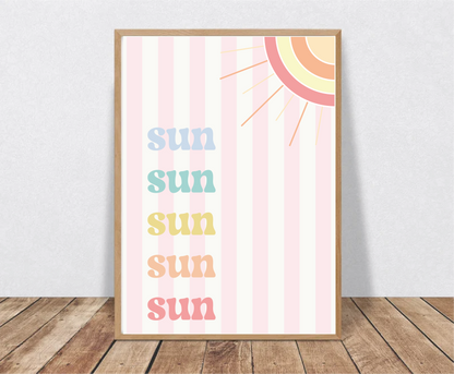 Sun, Sun, Sun – Colourful Retro Art Print