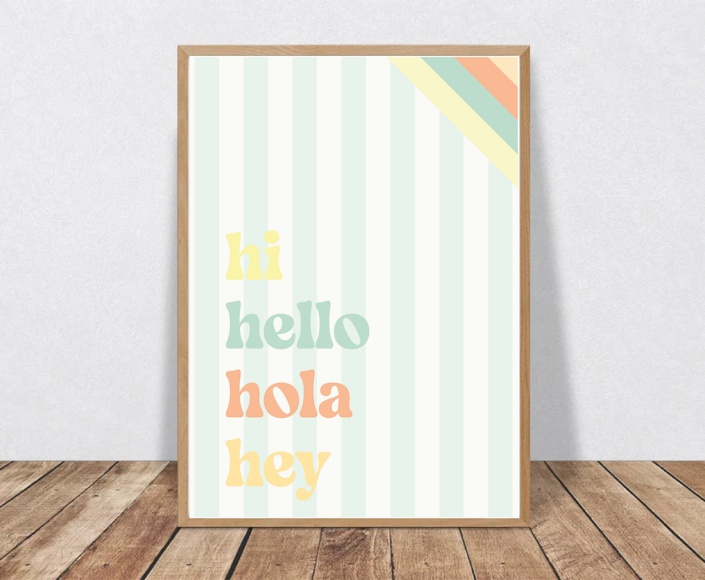 Hi Hello Hola Hey — Colourful Typography Print
