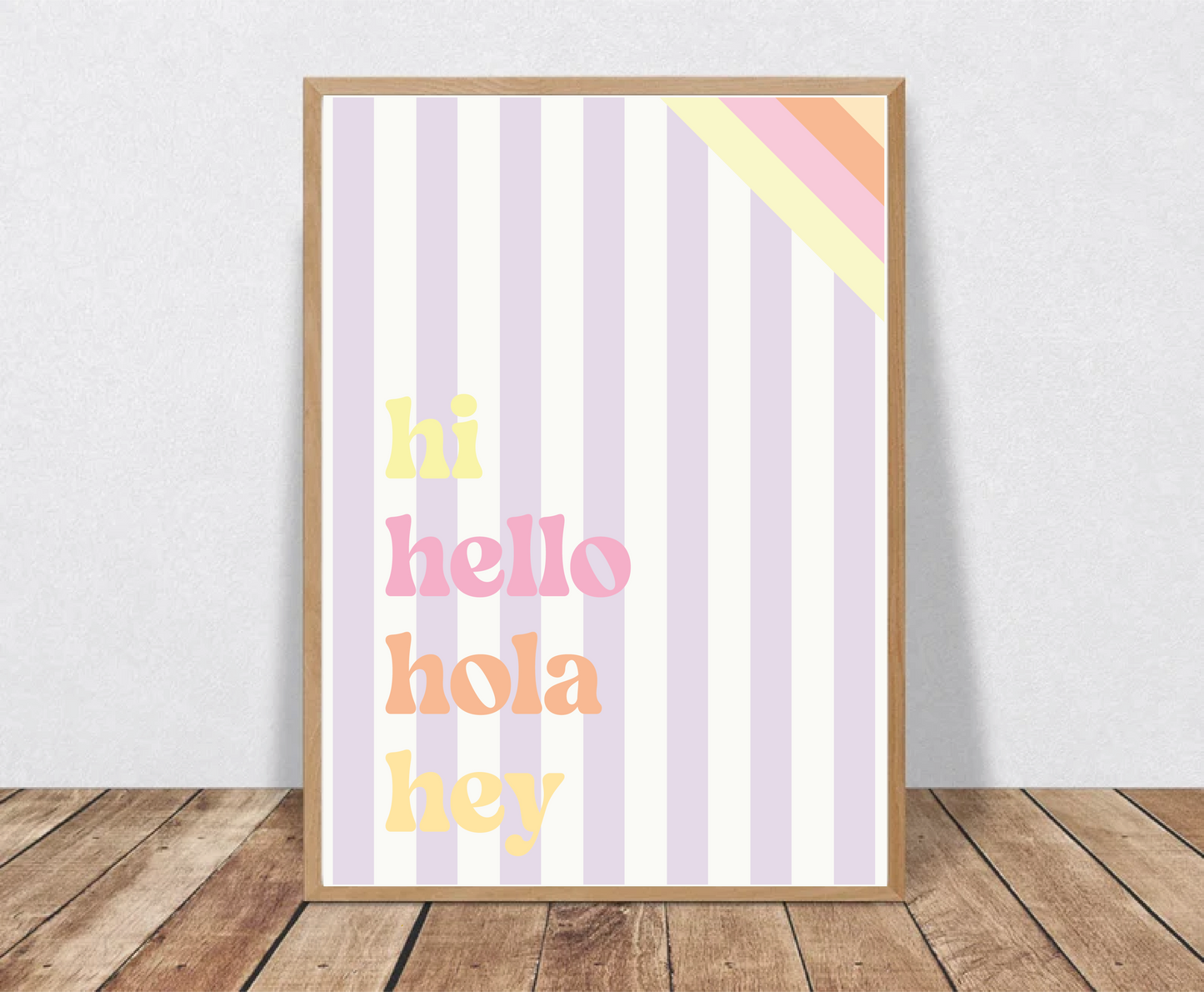 Hi Hello Hola Hey — Colourful Typography Print