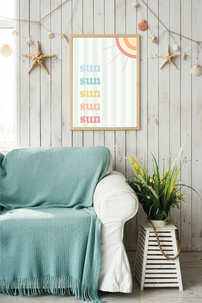 Sun, Sun, Sun – Colourful Retro Art Print