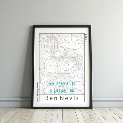 Ben Nevis Topographic Contour Map Print