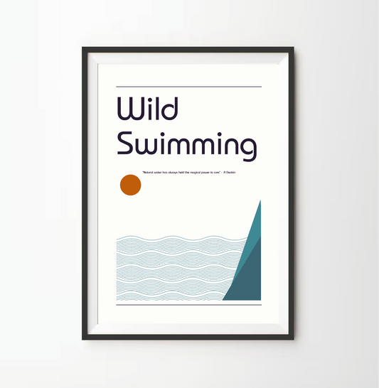 Wild Swimming Retro Bauhaus Print