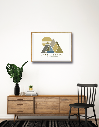 Lake District National Park Geometric Mountain Print
