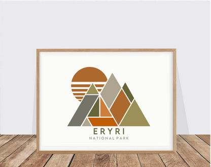 Eryri National Park Geometric Mountain Print